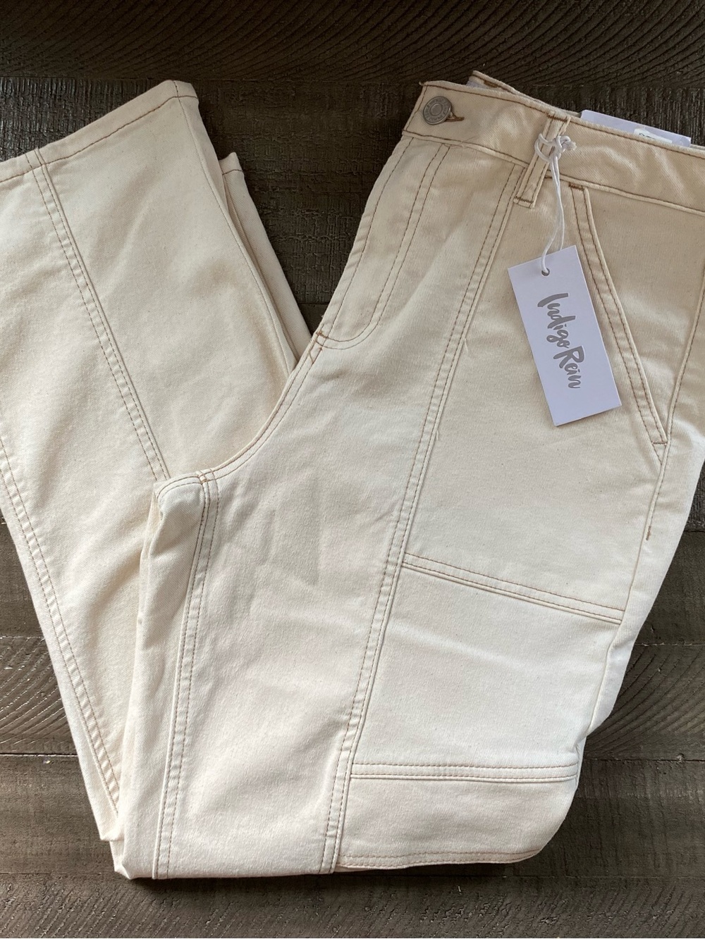 Indigo Rein cream high-rise cropped straight-leg jeans  Juniors Size 15 (XL)